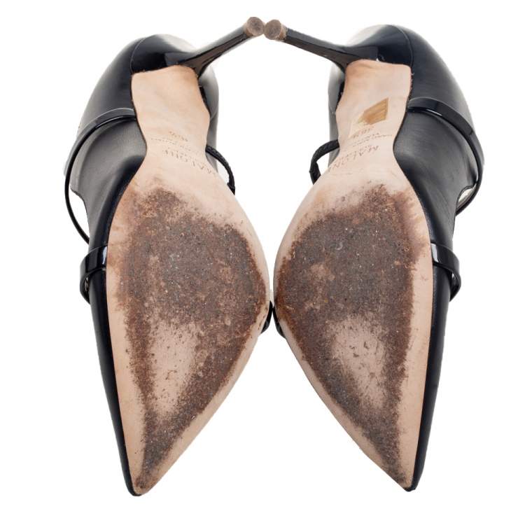 مملوكة مسبقًا Malone Souliers Black Patent and Leather Maureen Mules Size 36.5