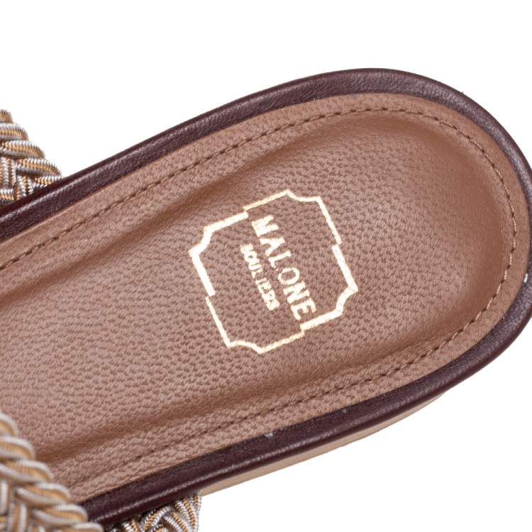 مملوكة مسبقًا Malone Souliers Brown Lizard Embossed Leather Maisie Pointed-Toe Flats Size 39.5