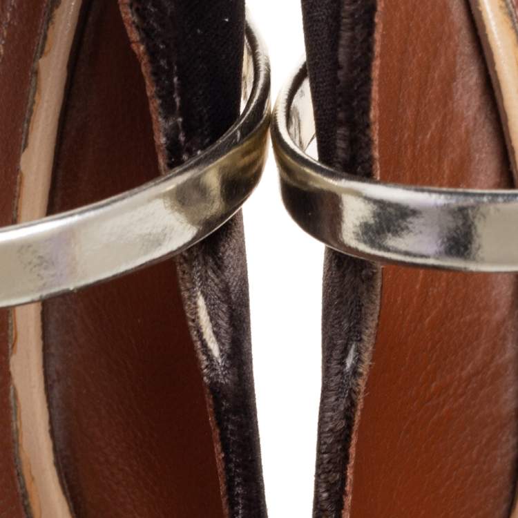 مملوكة مسبقًا Malone Souliers Brown/Gold Velvet And Leather Maureen Mules Size 39