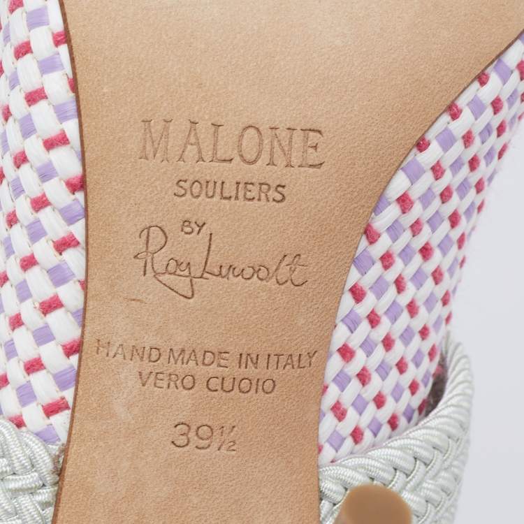 Pre Owned Malone Souliers By Ray Luwolt Multicolor Woven Raffia Pointed Toe Mules Size 39.5