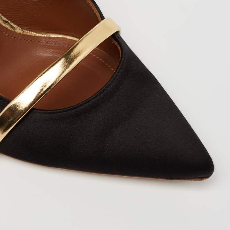 Pre Owned Malone Souliers Black Satin Maureen Mule Sandals Size 38