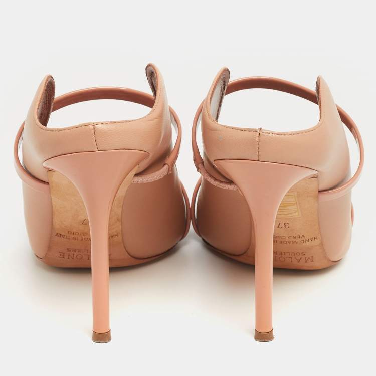 Pre Owned Malone Souliers Beige Leather Maureen Mules Size 37