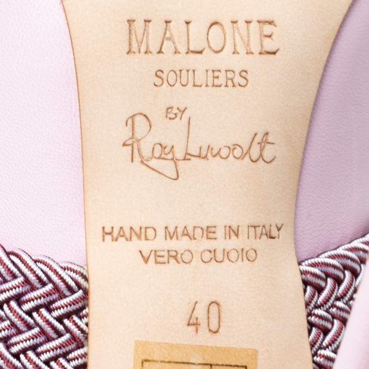 Pre Owned Malone Souliers by Roy Luwolt Pink/Bugundy Leather Maisie Pointed Toe Mules Size 40