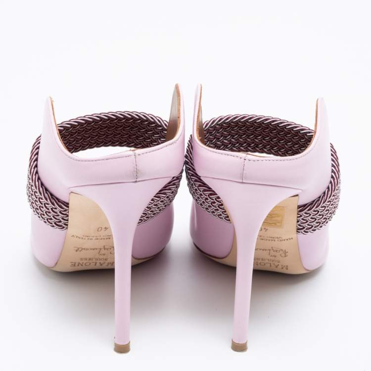 Pre Owned Malone Souliers by Roy Luwolt Pink/Bugundy Leather Maisie Pointed Toe Mules Size 40