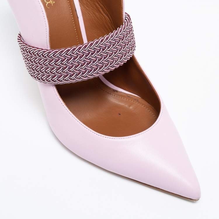 Pre Owned Malone Souliers by Roy Luwolt Pink/Bugundy Leather Maisie Pointed Toe Mules Size 40