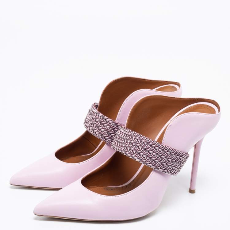 Pre Owned Malone Souliers by Roy Luwolt Pink/Bugundy Leather Maisie Pointed Toe Mules Size 40