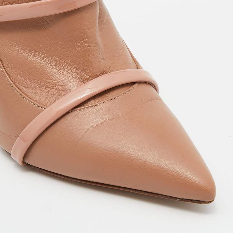 مملوكة مسبقًا Malone Souliers Beige Leather Madison Pointed Toe Ankle Booties Size 39