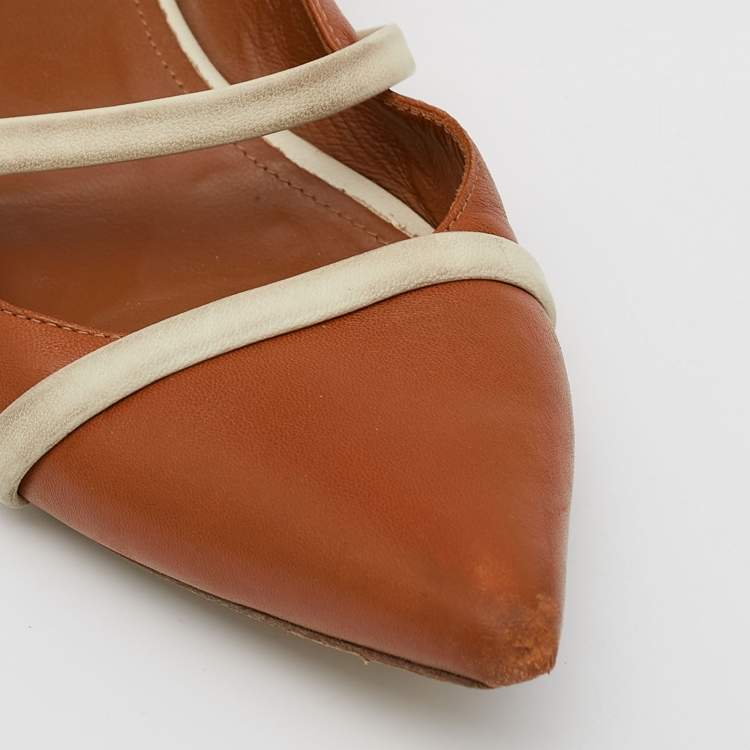 Pre Owned Malone Souliers Brown Leather Robyn Ballet Flats Size 38