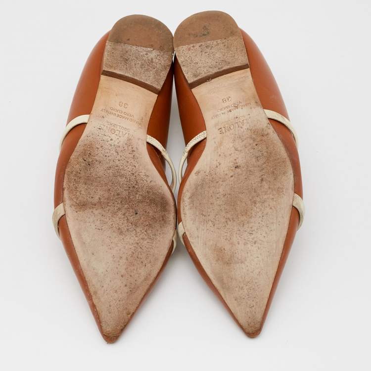 Pre Owned Malone Souliers Brown Leather Robyn Ballet Flats Size 38