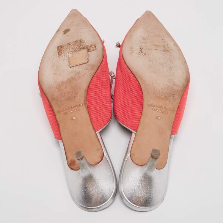 مملوكة مسبقًا Malone Souliers Pink/Silver Canvas And Leather Maisie Sandals Size 40