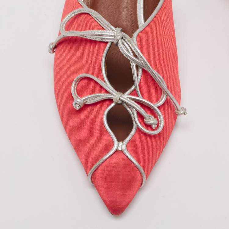 مملوكة مسبقًا Malone Souliers Pink/Silver Canvas And Leather Maisie Sandals Size 40