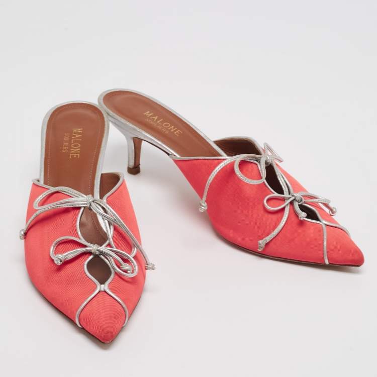 مملوكة مسبقًا Malone Souliers Pink/Silver Canvas And Leather Maisie Sandals Size 40
