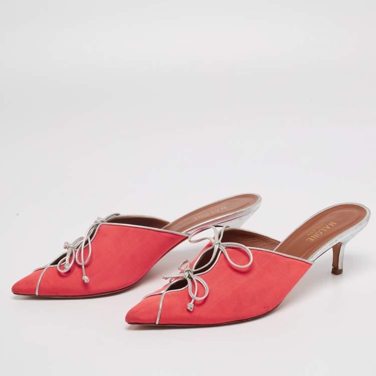 مملوكة مسبقًا Malone Souliers Pink/Silver Canvas And Leather Maisie Sandals Size 40