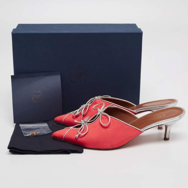 مملوكة مسبقًا Malone Souliers Pink/Silver Canvas And Leather Maisie Sandals Size 40
