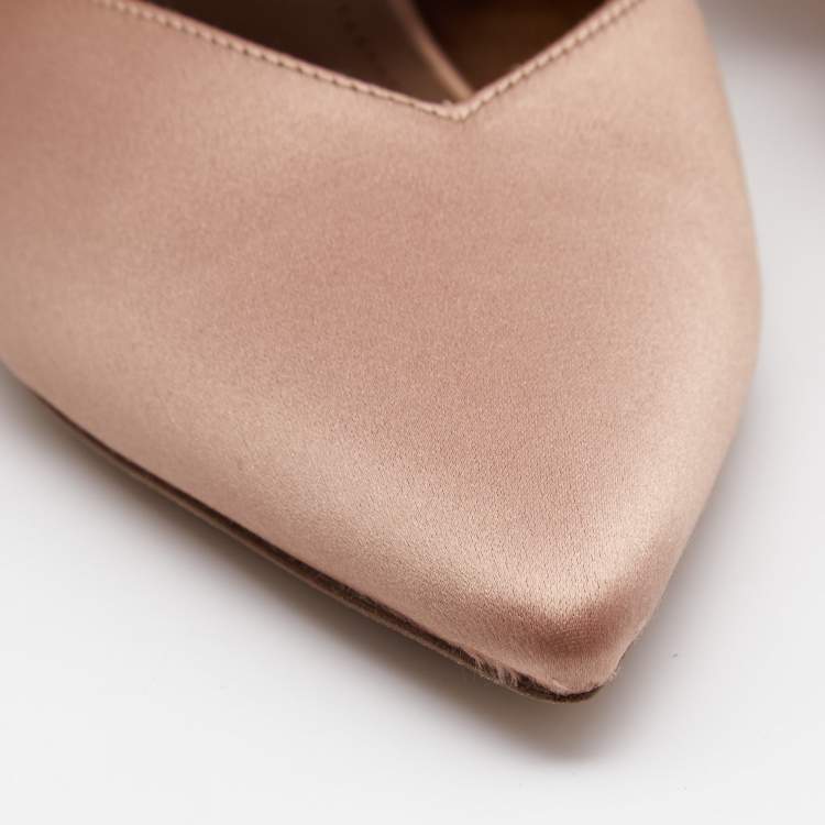 Pre Owned Malone Souliers Brown Satin Maite 45 Crystal Embellished Mules Size 39