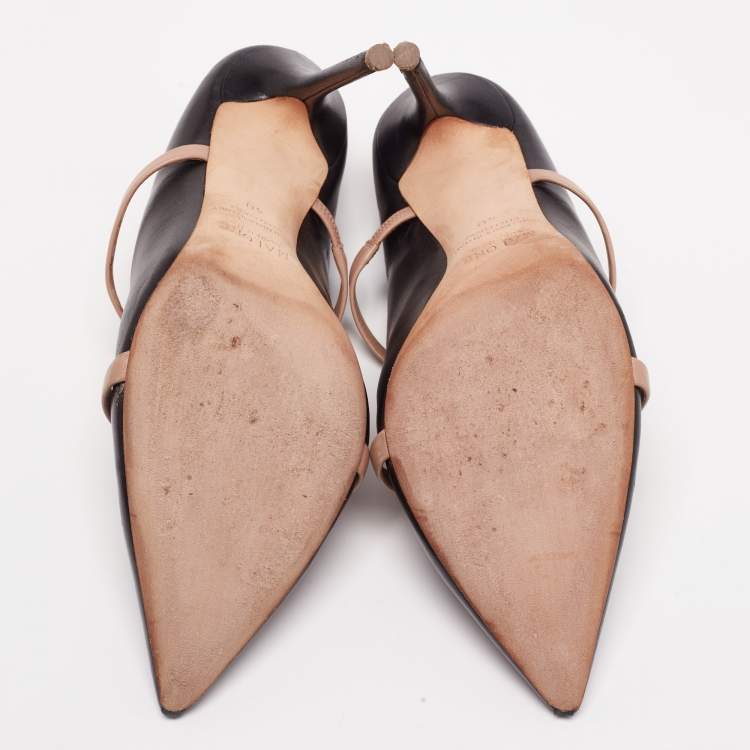 Pre Owned Malone Souliers Black Leather Maureen Pointed Toe Mules Size 40