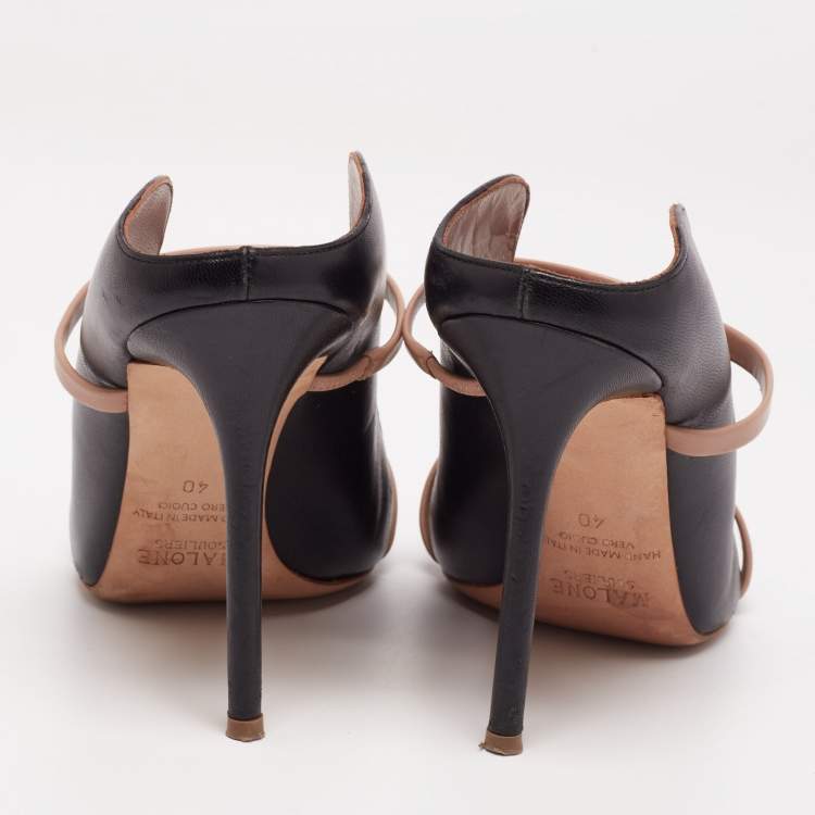 Pre Owned Malone Souliers Black Leather Maureen Pointed Toe Mules Size 40