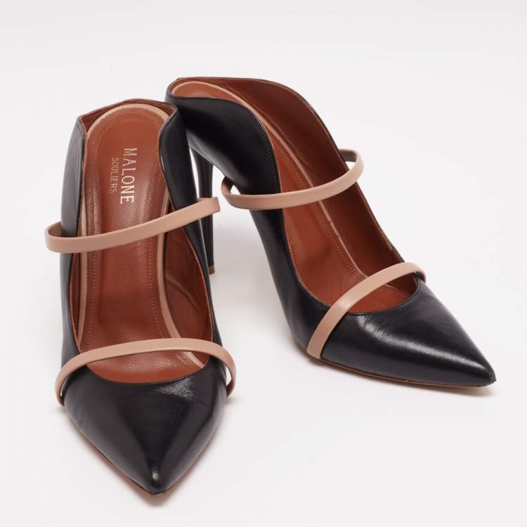 Pre Owned Malone Souliers Black Leather Maureen Pointed Toe Mules Size 40