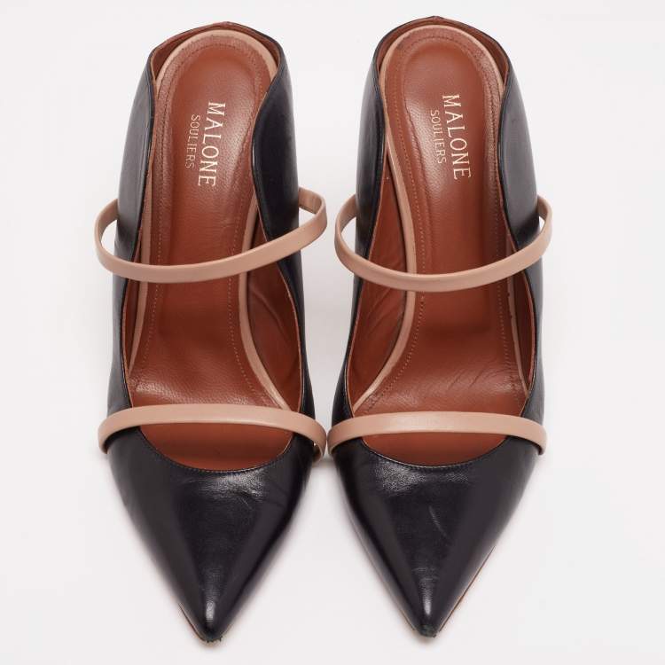 Pre Owned Malone Souliers Black Leather Maureen Pointed Toe Mules Size 40