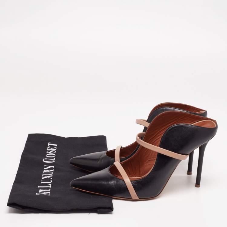 Pre Owned Malone Souliers Black Leather Maureen Pointed Toe Mules Size 40