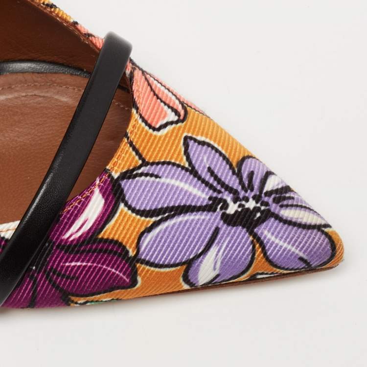 Pre Owned Malone Souliers Multicolor Canvas And Leather Flower Print Maureen Sandals Size 38