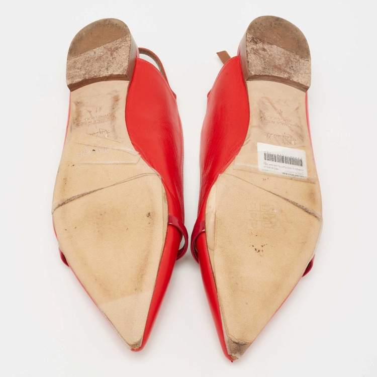 مملوكة مسبقًا Malone Souliers x Roy Luwolt Red Leather Marion Luwolt Flat Slingback Sandals Size 41