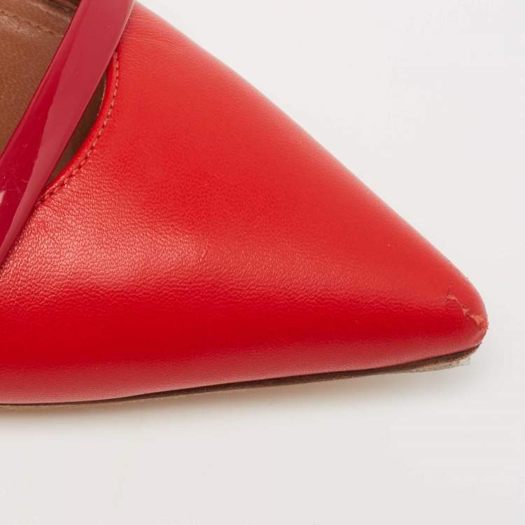 مملوكة مسبقًا Malone Souliers x Roy Luwolt Red Leather Marion Luwolt Flat Slingback Sandals Size 41
