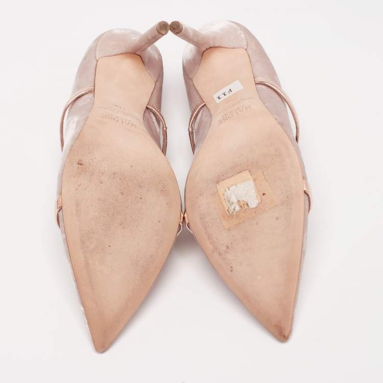 Pre Owned Malone Souliers Taupe Grey Velvet Maureen Pumps Size 40.5