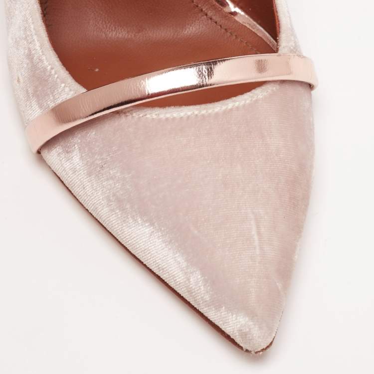 Pre Owned Malone Souliers Taupe Grey Velvet Maureen Pumps Size 40.5