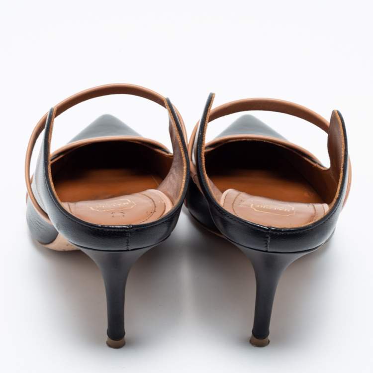 Pre Owned Malone Souliers Black/Beige Leather Maureen Mules Size 38