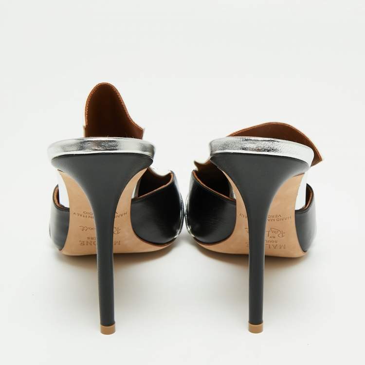 Pre Owned Malone Souliers White/Black Leather Danielle Mules Size 40