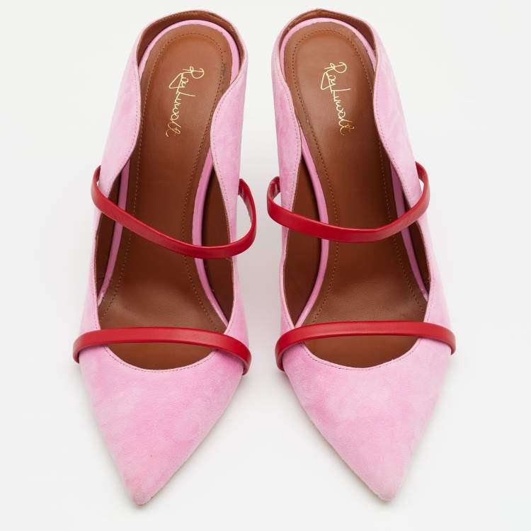 Pre Owned Malone Souliers Pink/Red Suede And Leather Maureen Pumps Size 41