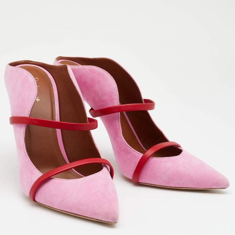 Pre Owned Malone Souliers Pink/Red Suede And Leather Maureen Pumps Size 41