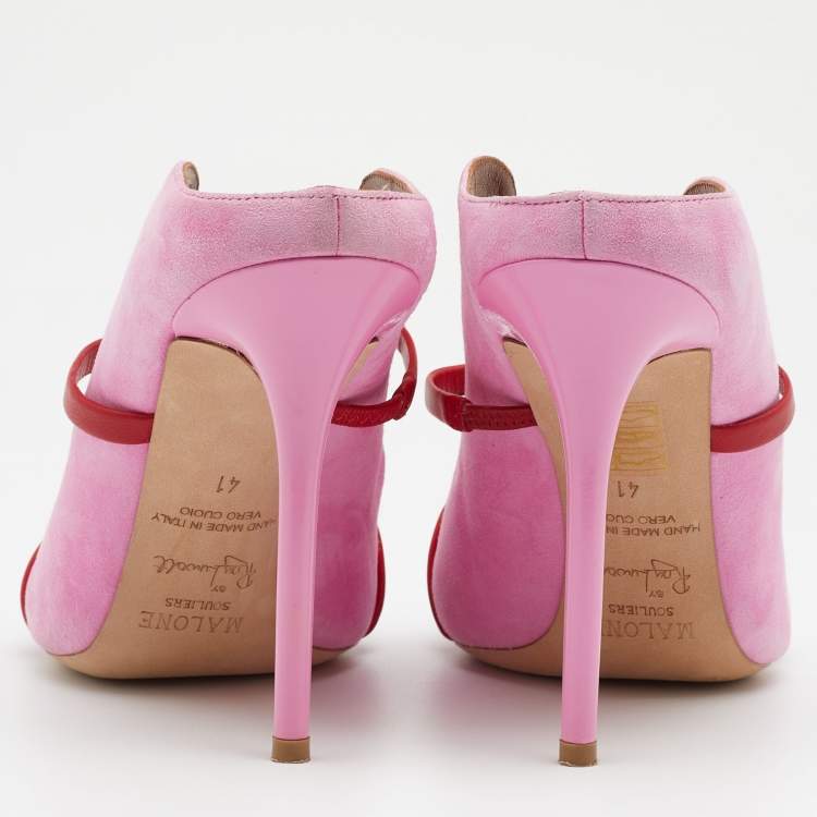 Pre Owned Malone Souliers Pink/Red Suede And Leather Maureen Pumps Size 41