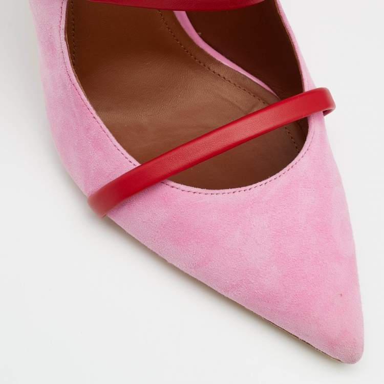 Pre Owned Malone Souliers Pink/Red Suede And Leather Maureen Pumps Size 41