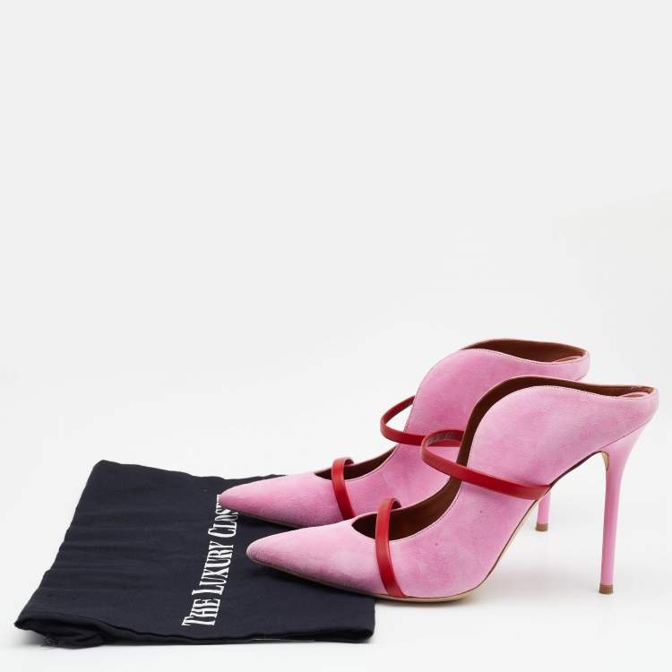 Pre Owned Malone Souliers Pink/Red Suede And Leather Maureen Pumps Size 41
