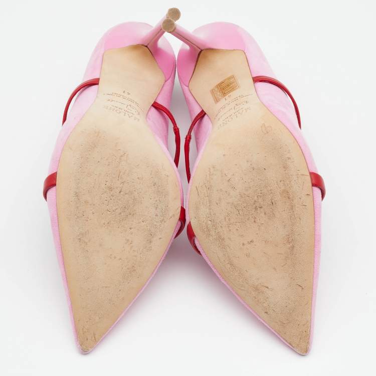 Pre Owned Malone Souliers Pink/Red Suede And Leather Maureen Pumps Size 41
