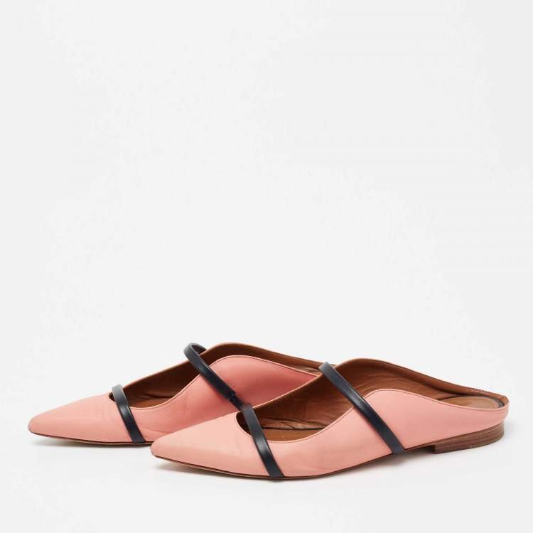 Pre Owned Malone Souliers Coral Pink Leather Maureen Flats Size 37