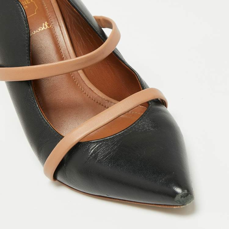 مملوكة مسبقًا Malone Souliers Black Leather Maureen Pointed Toe Mules Sandals Size 35.5