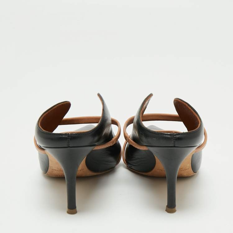 مملوكة مسبقًا Malone Souliers Black Leather Maureen Pointed Toe Mules Sandals Size 35.5
