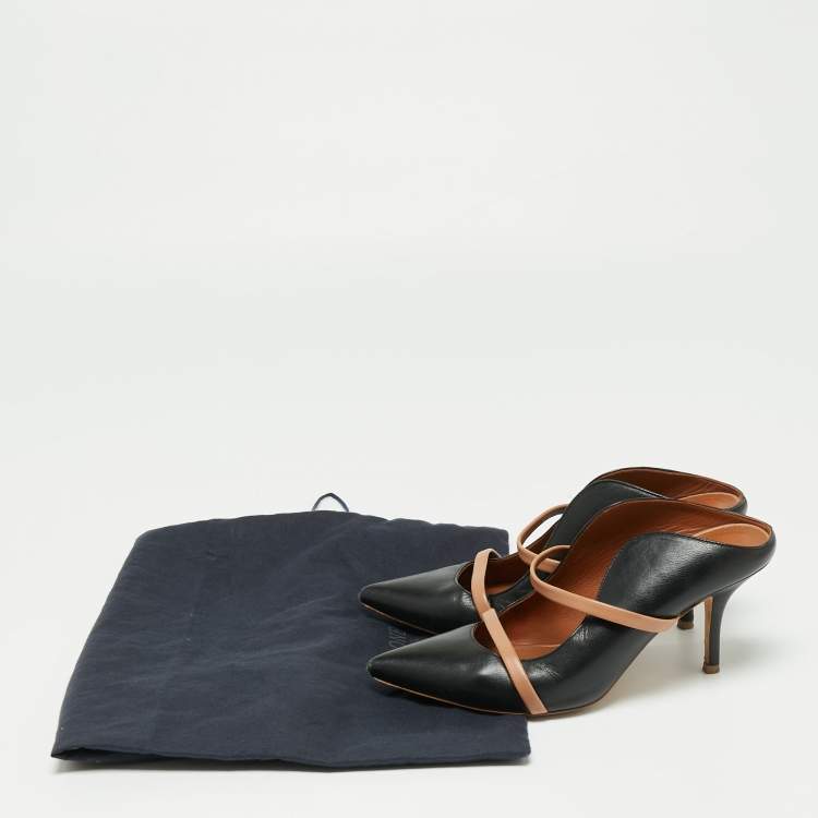 مملوكة مسبقًا Malone Souliers Black Leather Maureen Pointed Toe Mules Sandals Size 35.5