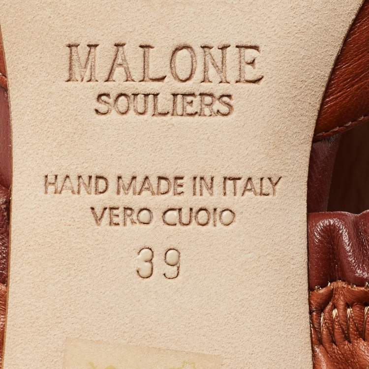 Pre Owned Malone Souliers Brown Leather Mia Mules Size 39