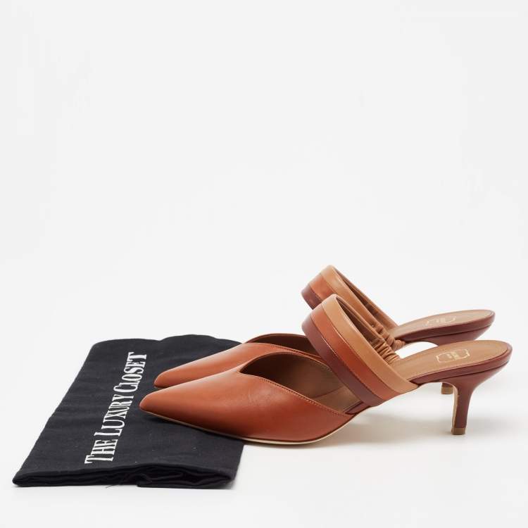 Pre Owned Malone Souliers Brown Leather Mia Mules Size 39