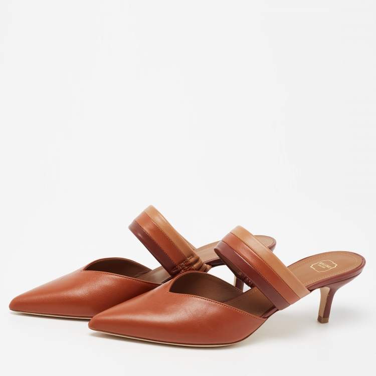 Pre Owned Malone Souliers Brown Leather Mia Mules Size 39