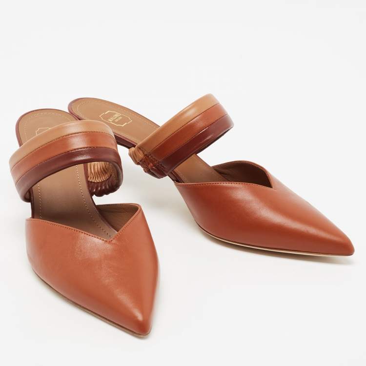Pre Owned Malone Souliers Brown Leather Mia Mules Size 39