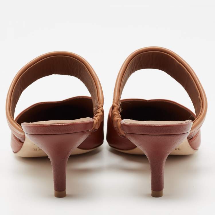 Pre Owned Malone Souliers Brown Leather Mia Mules Size 39