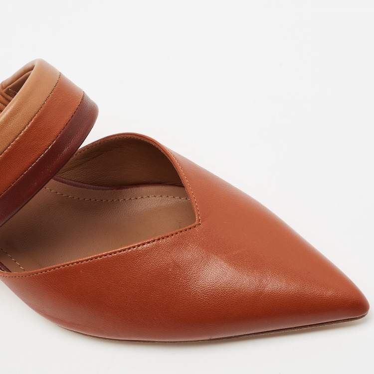 Pre Owned Malone Souliers Brown Leather Mia Mules Size 39