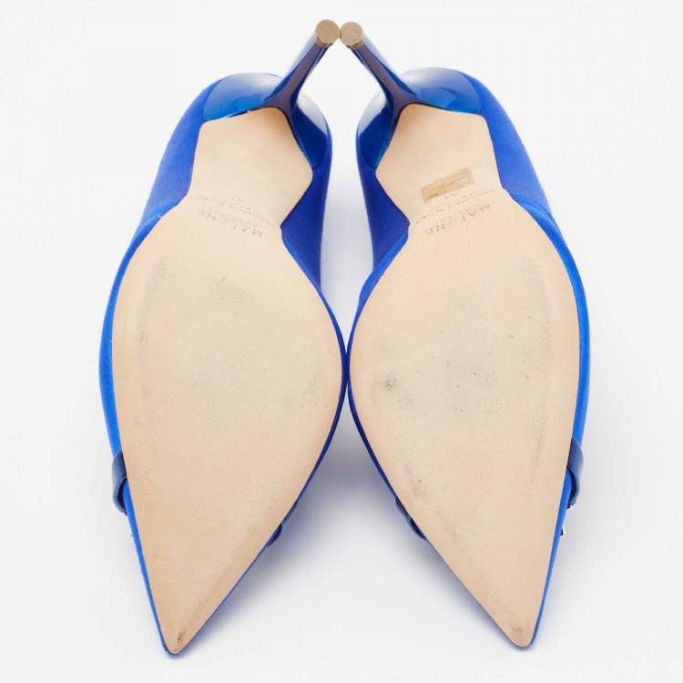 Pre Owned Malone Souliers Blue Satin Embellished  Pumps Size 41