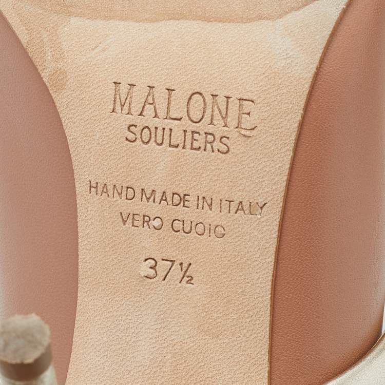 مملوكة مسبقًا Malone Souliers Beige/Gold Leather Maureen Mules Size 37.5