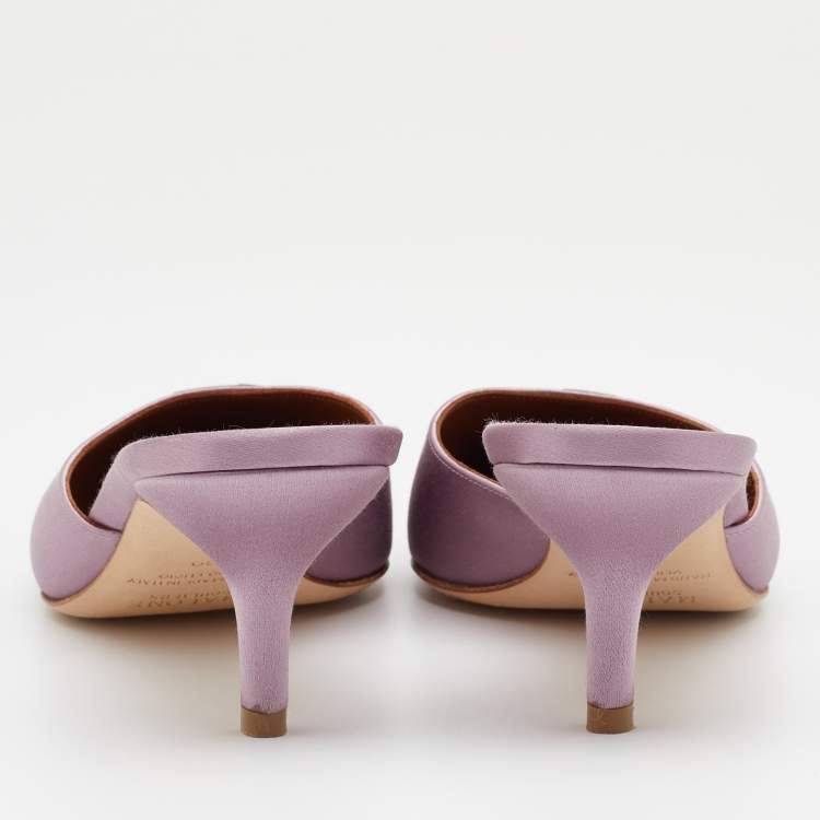 Pre Owned Malone Souliers Lilac Satin Pointed Toe Mules Size 39